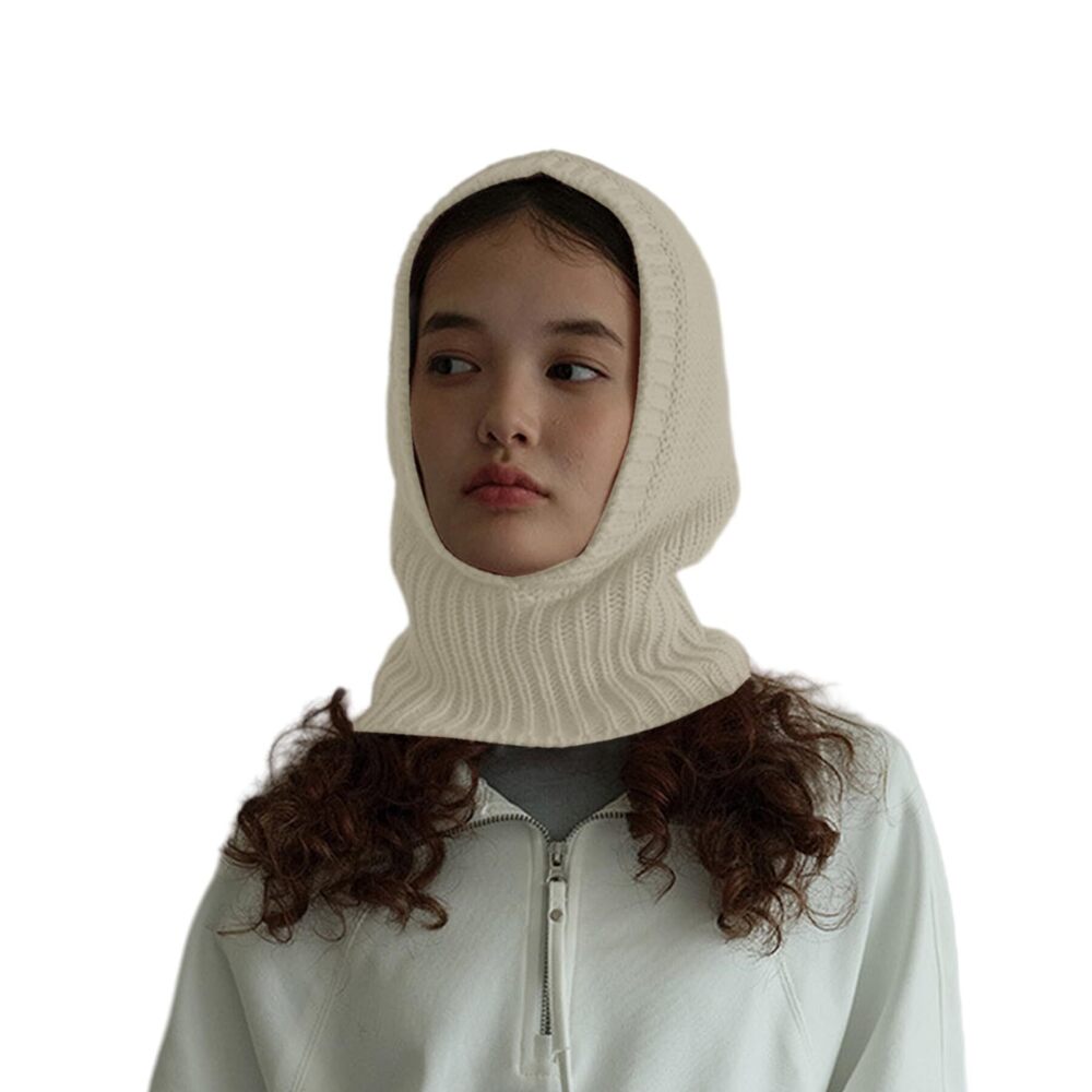 1232 Girls Winter Knitted Hooded Scarf Hat Knit Balaclava Skull Beanie Cap